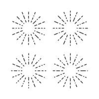 Set of sunburst design element flat style. vector