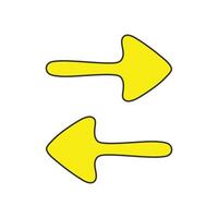 Set of yellow outline arrow icon isolated flat style design. vector