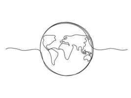 Continuous one line drawing globe. vector