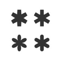 Set of asterisk symbol icon flat design isolated. vector
