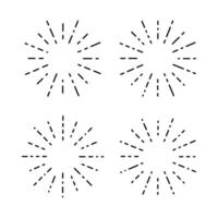 Set of sunburst design element isolated flat style. vector