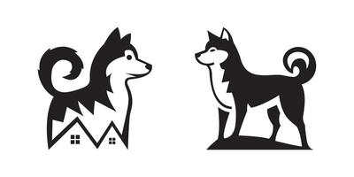 illustration set of husky silhouettes vector