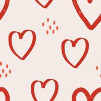 A pattern with red hearts on a light pink background vector