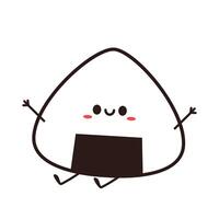 Onigiri . Onigiri on red background. Onigiri character design. vector