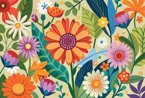 Trendy Botanical Spring Pattern vector