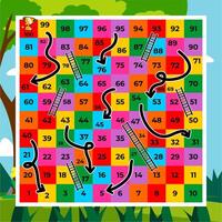 snakes and ladders board game template design vector