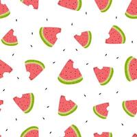 seamless cartoon watermelon slice pattern vector