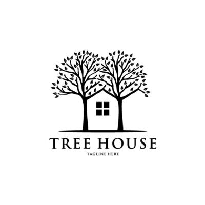 simple tree house logo abstract design