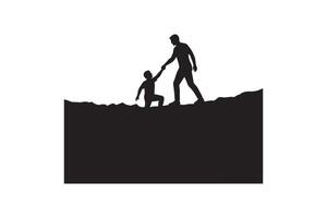 Helping Each Other Silhouette Concept - Rescue and Support Concept vector