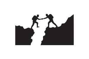 Teamwork Helping Hand Over Gap - Support and Teamwork Concept vector