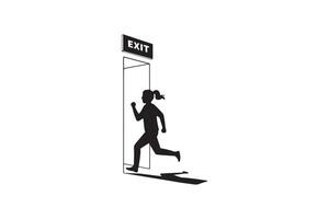 Person Running Out Exit Door Silhouette - Person Running Toward Exit Symbol vector