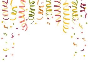 abstract background with multicolored twirling ribbons, streamers and confetti for party. Illustration for greeting card, poster, poster, banner. vector