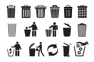 Trash can icon waste basket recycle bin illustration for element design. vector