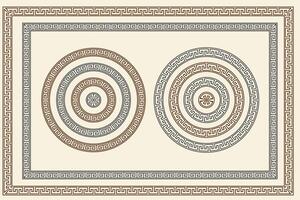 Decorative greek key patterns in multiple circular frames. vector