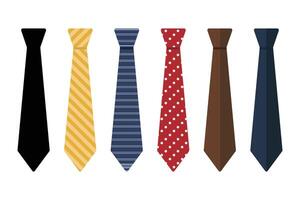 A row of vibrant, colorful ties featuring varying patterns on a clean, white background illustration vector