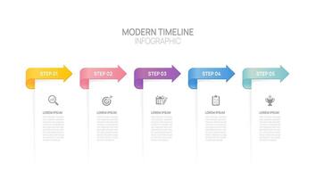 Timeline infographic business tab index with Arrow 5 steps to success growth template. illustration. vector