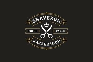 Retro Barber Shop Logo with Scissors and Razor, Elegant Vintage Design for Grooming Services vector