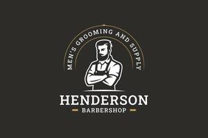 Modern Gentleman Barber Shop Logo Design with Retro Style and Elegant Typography vector