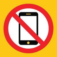 No phone sign with red slash circle warning against smartphone use in public spaces, schools, offices, meetings, and digital detox areas. Promotes focus, discipline, and quiet zones. vector
