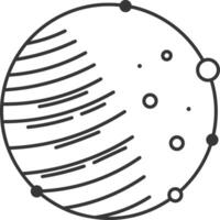 Minimalist illustration featuring a planet adorned with visible craters and an orbital path, perfectly suited for various space related projects and educational materials vector