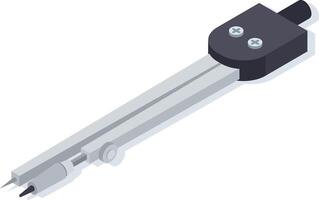 Metal compass with adjustable arms and sharp points for precise drawing, measuring, and marking on various surfaces, useful for engineers, architects, and students vector