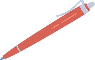 Minimalist illustration featuring a single red ballpoint pen positioned diagonally with its clip facing upward, poised for writing or drawing tasks in various settings vector