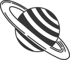 Minimalist illustration of saturn planet rotating with rings in solar system, simple space drawing, astronomy and astrology concept, icon or logo vector