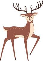 Adorable baby deer walking proudly, displaying long, slender legs and impressive antlers, creating a charming and whimsical scene filled with nature's beauty and innocence vector
