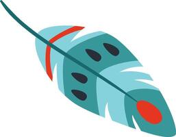 Light blue feather with red and dark details floating in the air, representing lightness, hope, freedom, and spirituality, suitable for various design projects vector