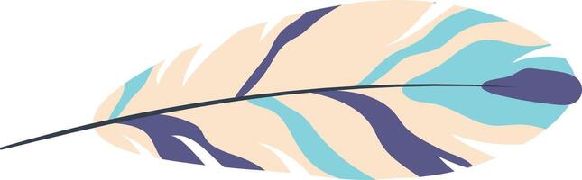 Light and elegant feather floating in the air with pastel colors, cream, turquoise and purple, representing lightness, softness and fragility vector