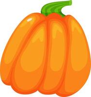 Cartoon illustration of a large, round, orange pumpkin with a green stem, evoking the spirit of autumn, harvest, and Thanksgiving celebrations vector