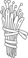 Smudge stick illustration representing a bundle of dried herbs and flowers tied together with string, often used in spiritual practices for cleansing and purification vector