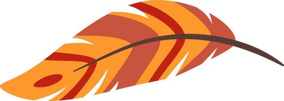 Soft feather with orange and brown stripes creating a beautiful pattern, perfect for nature, bohemian, or autumn themed designs, adding a touch of elegance and lightness vector