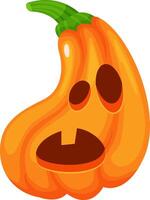 Funny Halloween pumpkin displaying a surprised expression with wide open mouth and large eyes, creating a whimsical face against a clean white background vector