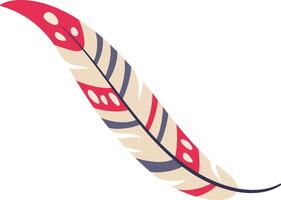 Light and delicate feather floating in the air with a colorful striped and dotted pattern, symbolizing freedom, spirituality, and connection to nature vector