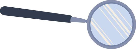 Small round mirror featuring a sleek gray handle, reflecting parallel beams of light, serving as an essential tool for dentists and makeup artists, isolated against a clean white background vector