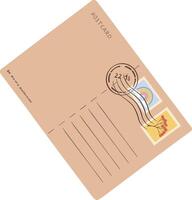 Postcard with colorful stamps and postmark evokes memories of travel and distant lands, inviting viewers to imagine the stories behind the journey vector