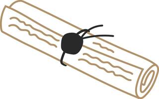 Rolled parchment featuring a black wax seal and string wrapped around it, evoking the essence of an important historical document or official decree from the past vector