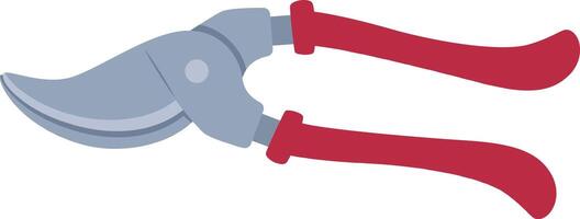 Gardening shears featuring bright red handles, designed for efficiently pruning plants and flowers in gardens, orchards, or vegetable patches, ensuring precise cutting and trimming vector