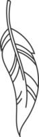 Minimalist line art illustrating a feather with an elongated stem and intricate vane, embodying lightness, flight, and the delicate beauty found in nature vector