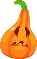 Sad carved Halloween pumpkin featuring a crooked mouth and triangular eyes, expressing deep negative emotions, isolated against a clean white background vector
