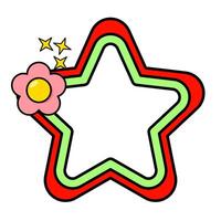 Star rainbow frame. Retro rainbow frame. Pop retro groovy frame with retro flowers. 13 vector