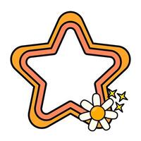 Star rainbow frame. Retro rainbow frame. Pop retro groovy frame with retro flowers. 17 vector