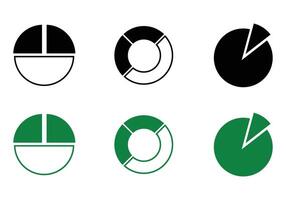 Pie chart circle icons set for infographic, data analysis, web design, ui or presentation. illustration. vector