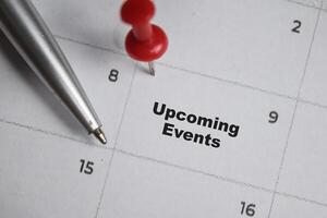 8th day of the month. writing text upcoming event on calendar date. Save the date. Day of the year concept. photo