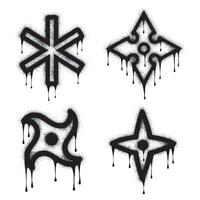 Graffiti collection spray with star symbol painted in black on white. Star symbol. isolated on white background. star illustration vector