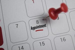 8th day of the month. writing text Appointment on calendar date. Save the date. Day of the year concept. photo