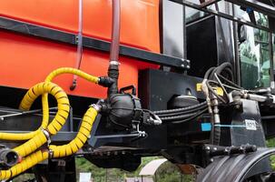 industrial diesel engine for electrical generator in power station. Technology in industry. photo