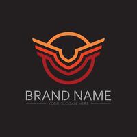 Dynamic Flying Wing Emblem with Shadowed Background vector