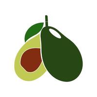 Simple and half avocado fruit illustration vector